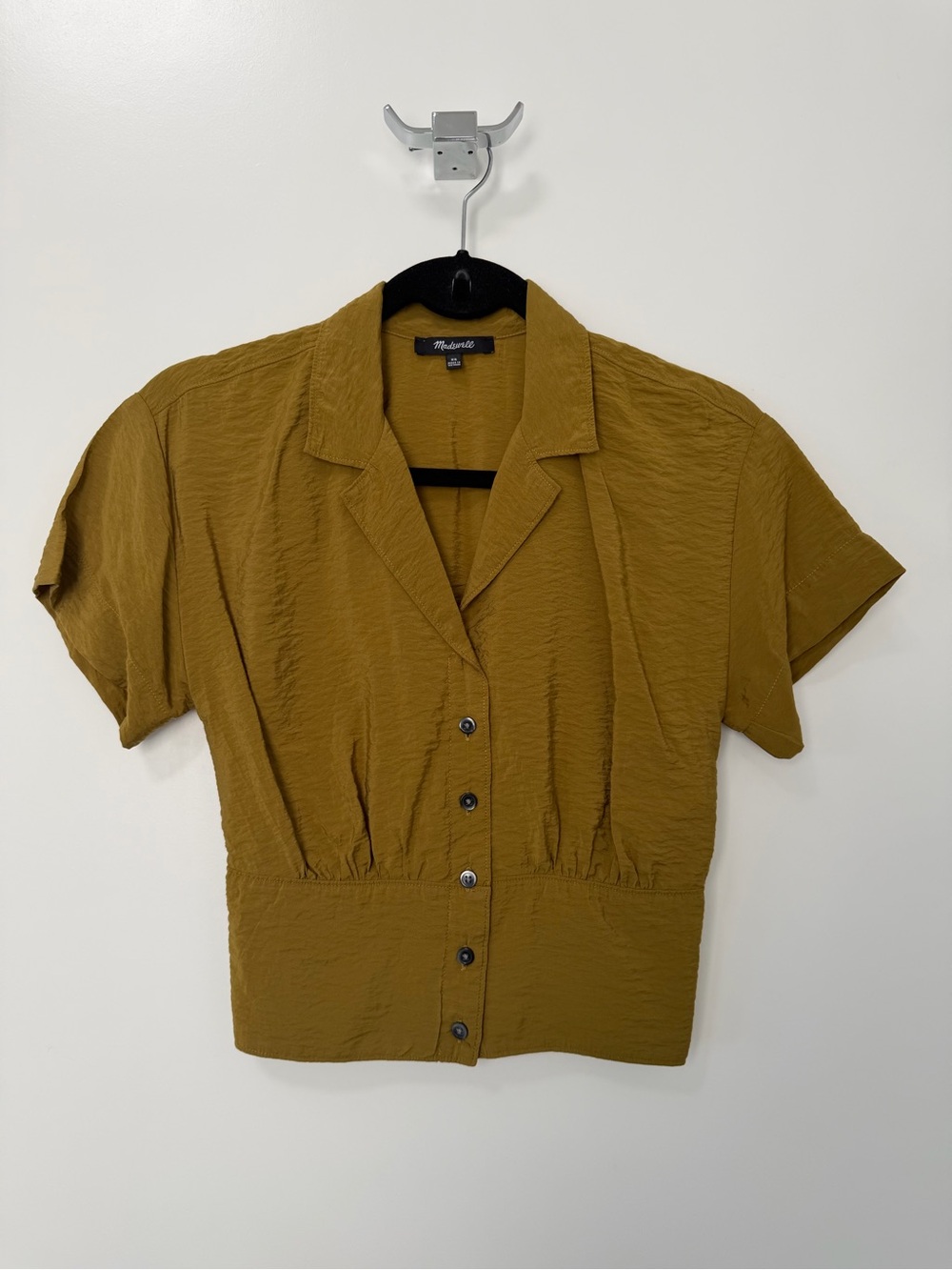 Madewell Drapey Banded Bottom Button Down Top